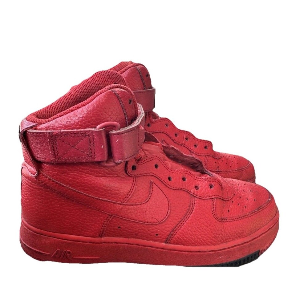 Nike Air Force 1 High Top Red Tumbled Leather Shoes Mens Size 9 AO2440-600 - Picture 2 of 11